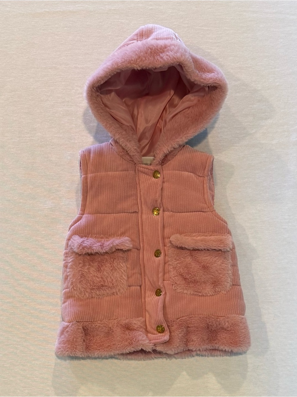 Nicole Miller New York Toddler Girl Soft Corduroy and Faux Fur Vest Size 3T